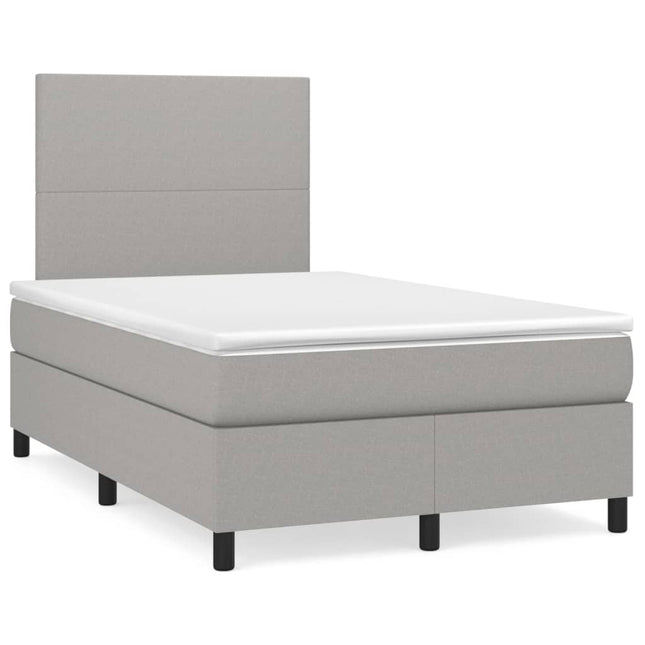 Boxspring met matras en LED stof lichtgrijs 120x190 cm 120 x 190 cm Effen ontwerp