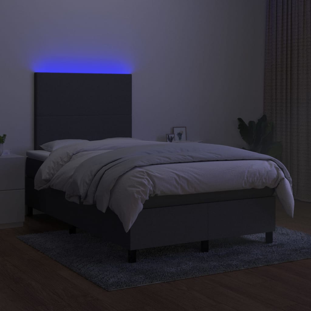 Boxspring met matras en LED stof donkergrijs 120x190 cm 120 x 190 cm Donkergrijs