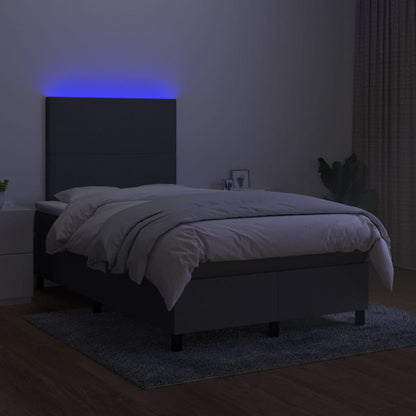 Boxspring met matras en LED stof donkergrijs 120x190 cm 120 x 190 cm Donkergrijs