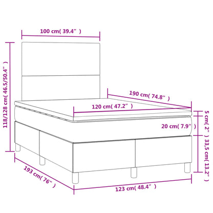 Boxspring met matras en LED stof donkergrijs 120x190 cm 120 x 190 cm Donkergrijs