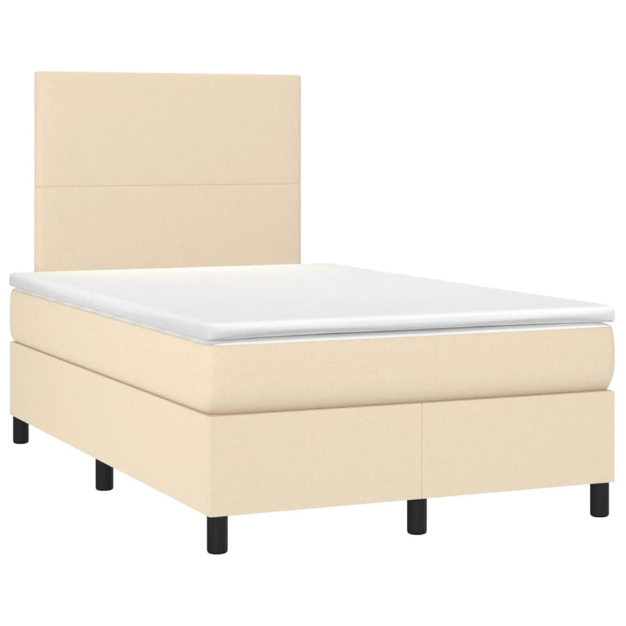 Boxspring met matras en LED stof crèmekleurig 120x190 cm 120 x 190 cm Effen ontwerp