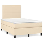 Boxspring met matras en LED stof crèmekleurig 120x190 cm 120 x 190 cm Effen ontwerp