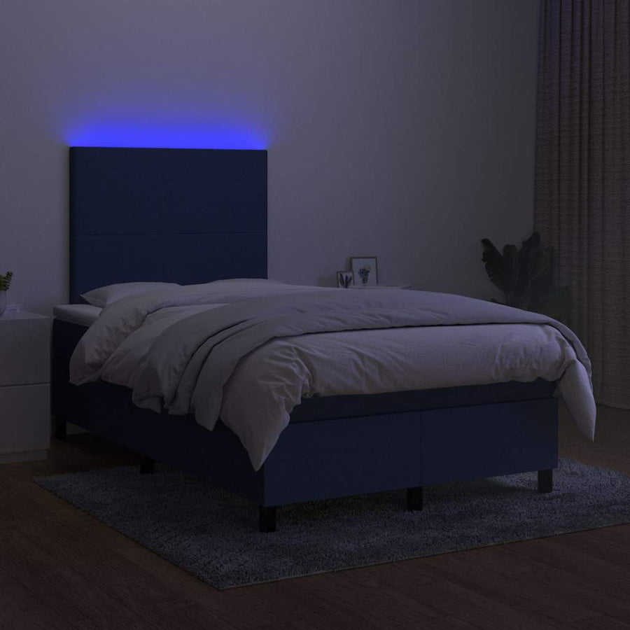 Boxspring Met Matras En Led Stof 120 x 190 cm Blauw