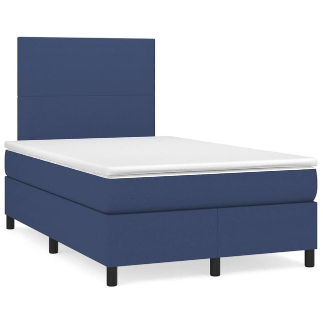 Boxspring met matras en LED stof blauw 120x190 cm 120 x 190 cm Effen ontwerp