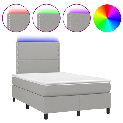 Boxspring met matras en LED stof lichtgrijs 120x190 cm 120 x 190 cm Lichtgrijs