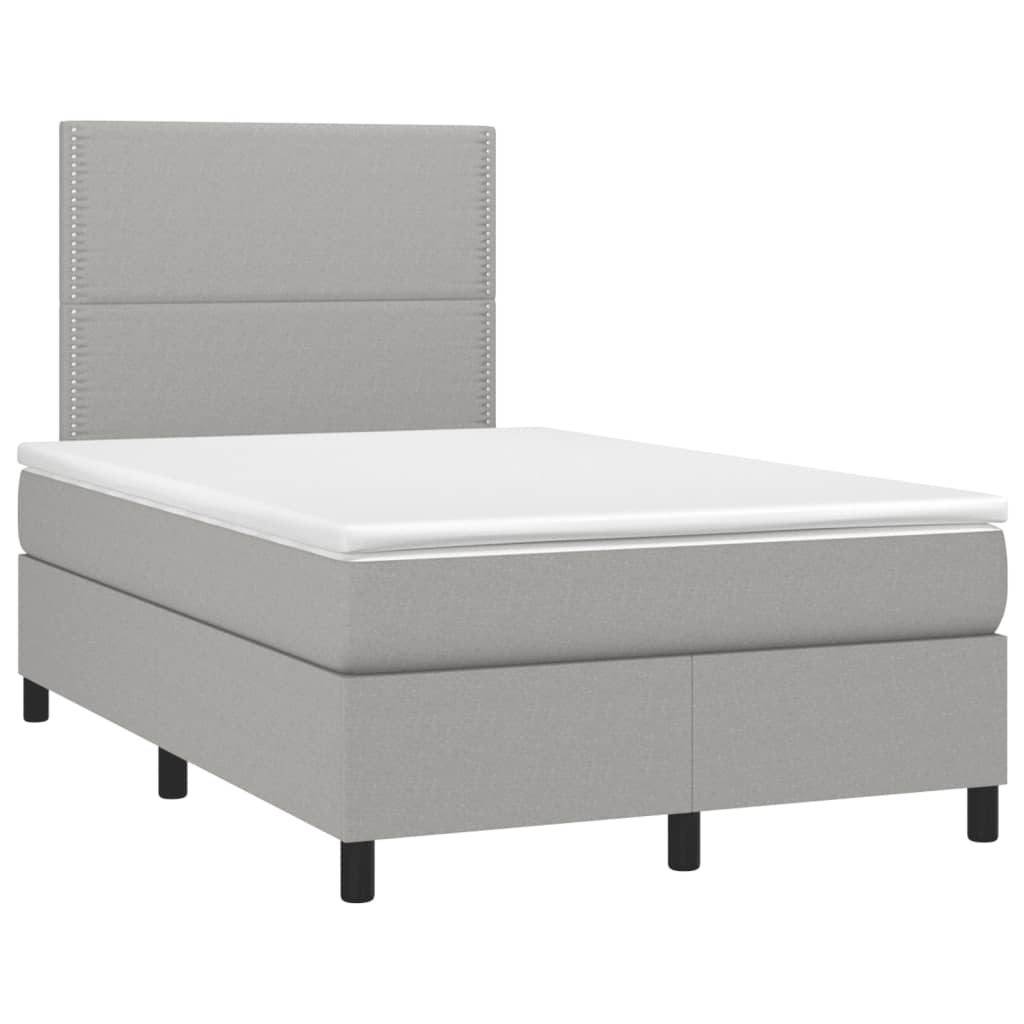 Boxspring met matras en LED stof lichtgrijs 120x190 cm 120 x 190 cm Lichtgrijs