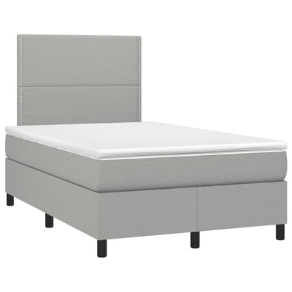 Boxspring met matras en LED stof lichtgrijs 120x190 cm 120 x 190 cm Lichtgrijs