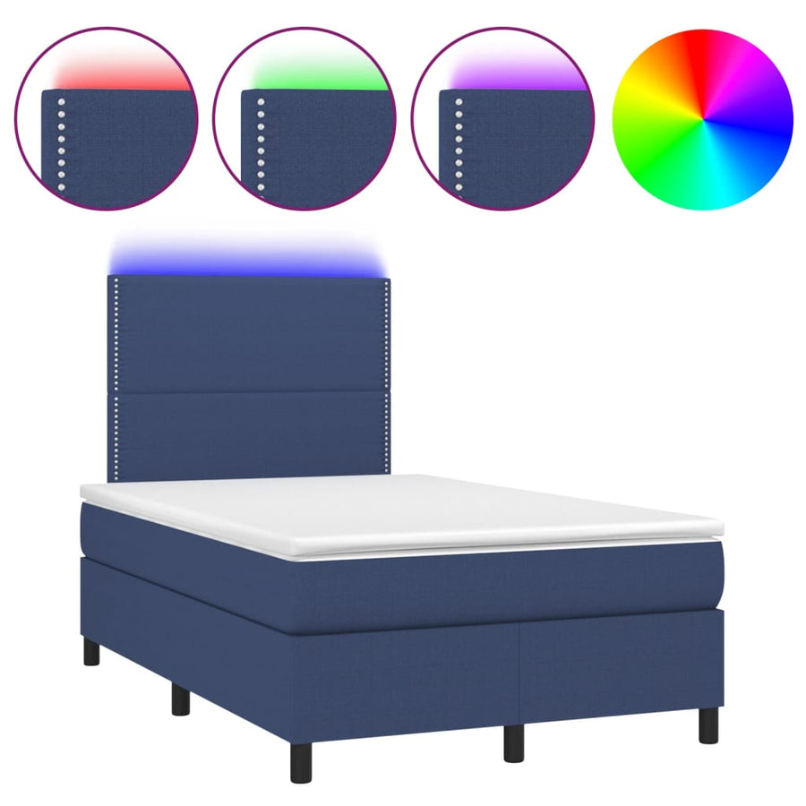 Boxspring Met Matras En Led Stof 120 x 190 cm Blauw