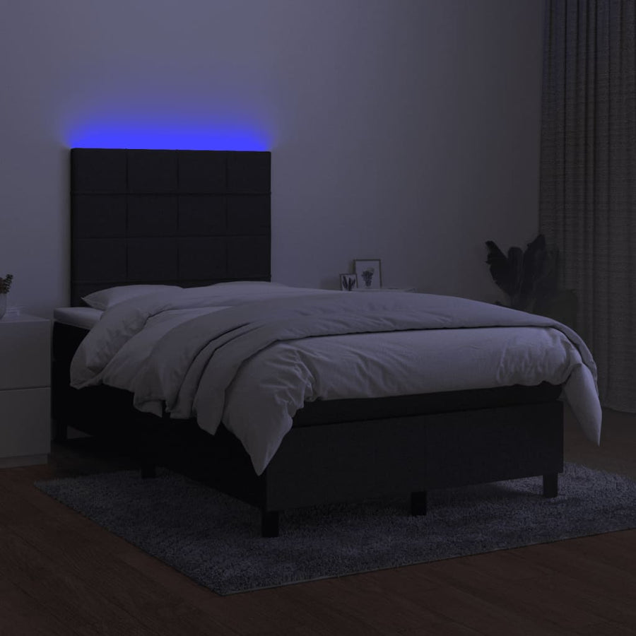 Boxspring met matras en LED stof zwart 120x190 cm 120 x 190 cm Zwart