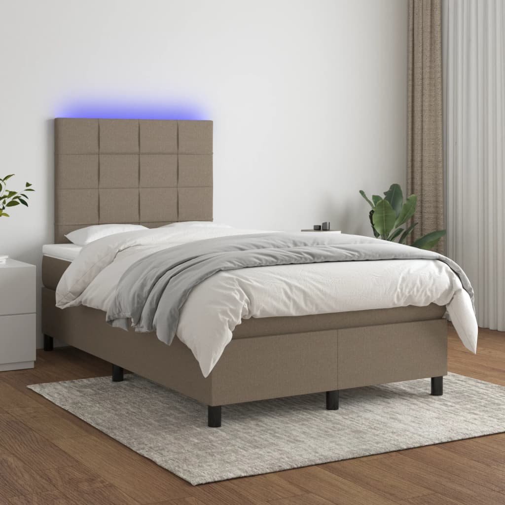 Boxspring met matras en LED stof taupe 120x190 cm 120 x 190 cm Taupe