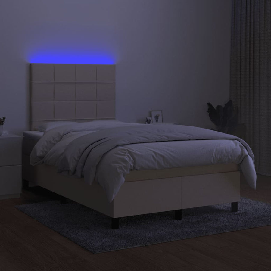 Boxspring met matras en LED stof crèmekleurig 120x190 cm 120 x 190 cm Crème