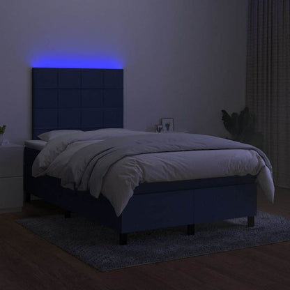 Boxspring Met Matras En Led Stof 120 x 190 cm Blauw