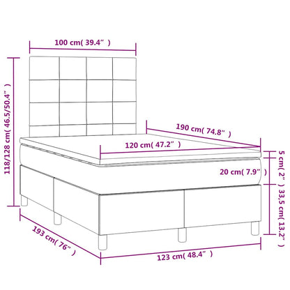 Boxspring Met Matras En Led Stof 120 x 190 cm Blauw