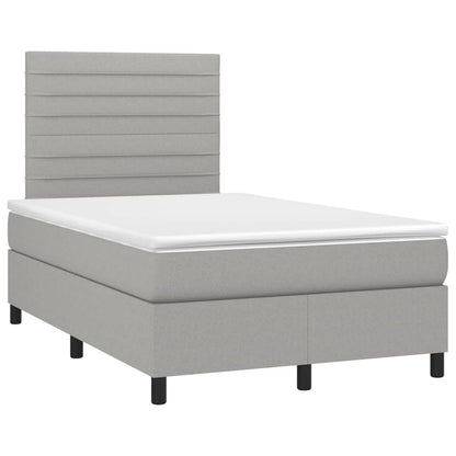 Boxspring met matras en LED stof lichtgrijs 120x190 cm 120 x 190 cm Horizontale strepen