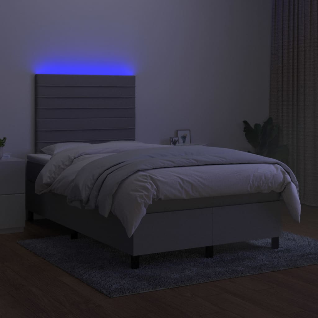 Boxspring met matras en LED stof lichtgrijs 120x190 cm 120 x 190 cm Horizontale strepen