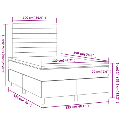 Boxspring met matras en LED stof donkergrijs 120x190 cm 120 x 190 cm Horizontale strepen