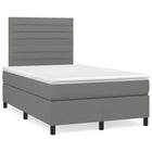 Boxspring met matras en LED stof donkergrijs 120x190 cm 120 x 190 cm Horizontale strepen