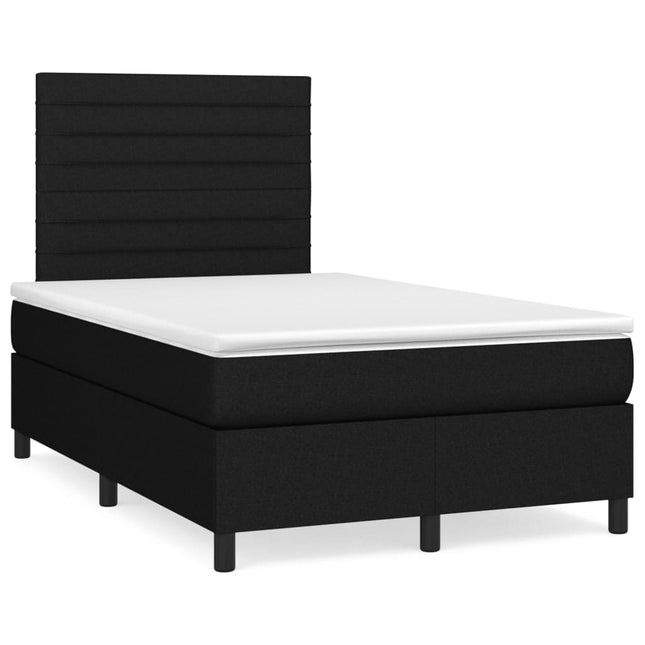 Boxspring met matras en LED stof zwart 120x190 cm 120 x 190 cm Horizontale strepen