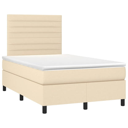 Boxspring met matras en LED stof crèmekleurig 120x190 cm