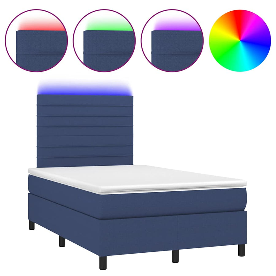 Boxspring Met Matras En Led Stof 120 x 190 cm Blauw
