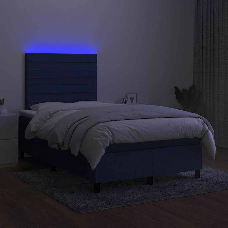 Boxspring Met Matras En Led Stof 120 x 190 cm Blauw