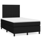 Boxspring met matras en LED stof zwart 120x190 cm 120 x 190 cm Verticale strepen