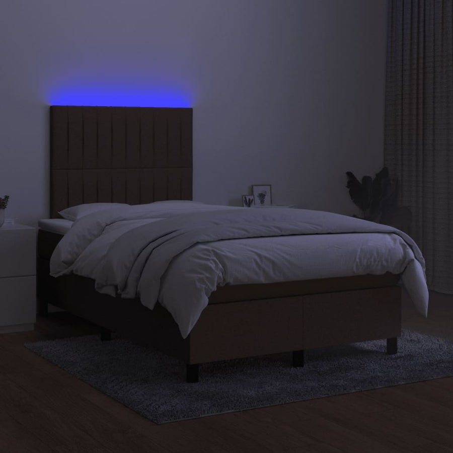 Boxspring met matras en LED stof donkerbruin 120x190 cm 120 x 190 cm Donkerbruin