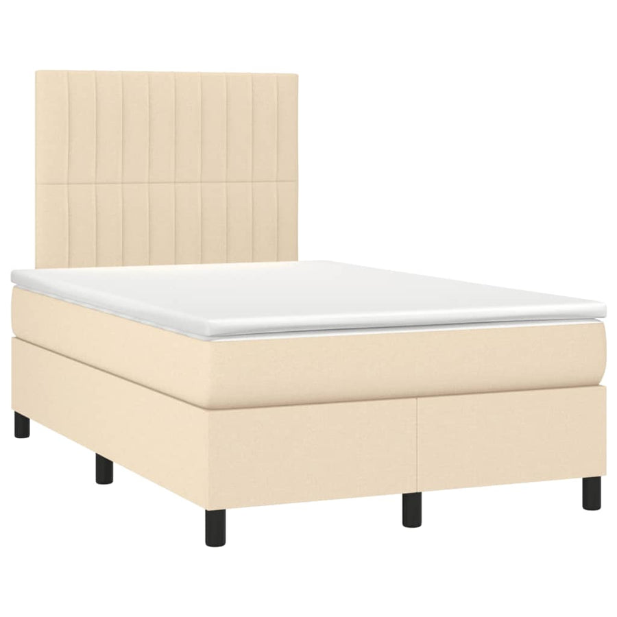 Boxspring met matras en LED stof crèmekleurig 120x190 cm