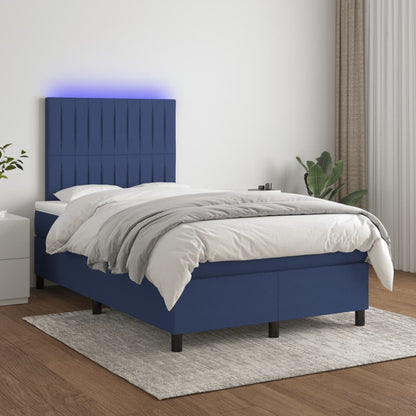 Boxspring Met Matras En Led Stof 120 x 190 cm Blauw