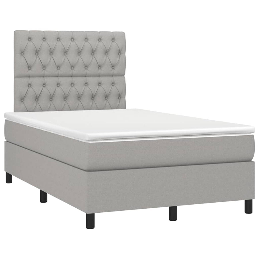Boxspring met matras en LED stof lichtgrijs 120x190 cm 120 x 190 cm Getuft ontwerp