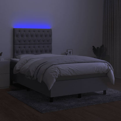 Boxspring met matras en LED stof lichtgrijs 120x190 cm 120 x 190 cm Getuft ontwerp