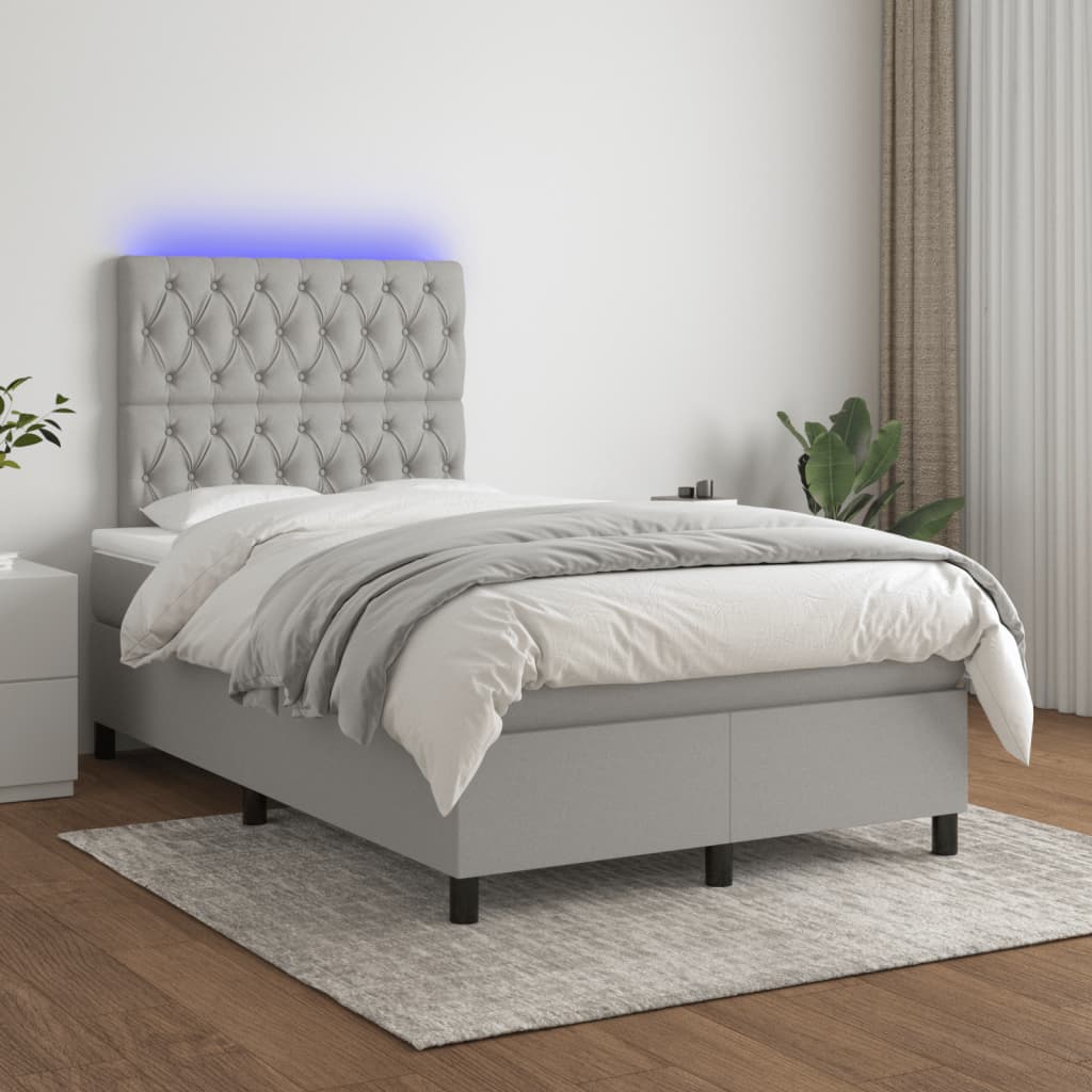 Boxspring met matras en LED stof lichtgrijs 120x190 cm 120 x 190 cm Getuft ontwerp