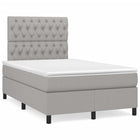 Boxspring met matras en LED stof lichtgrijs 120x190 cm 120 x 190 cm Getuft ontwerp