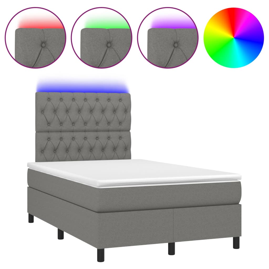 Boxspring met matras en LED stof donkergrijs 120x190 cm 120 x 190 cm Getuft ontwerp