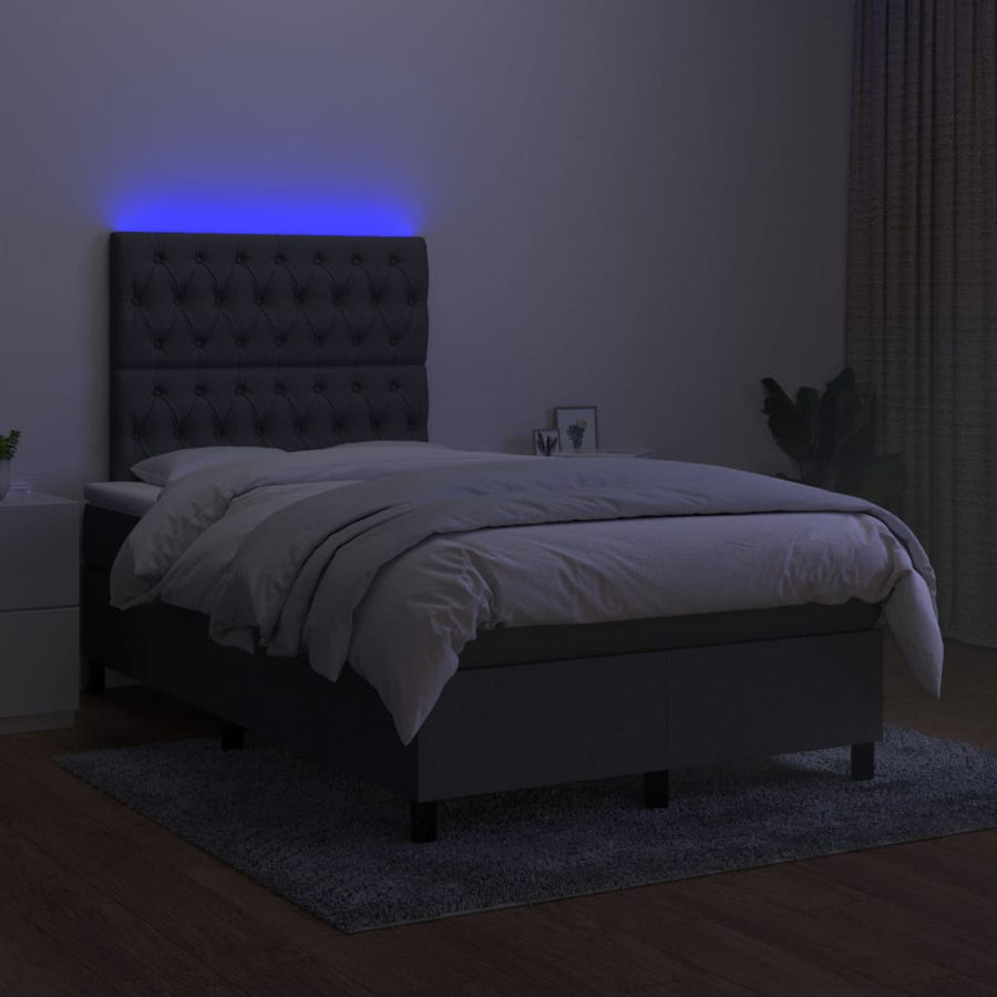 Boxspring met matras en LED stof donkergrijs 120x190 cm 120 x 190 cm Getuft ontwerp