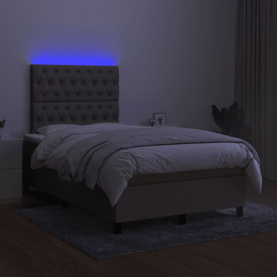 Boxspring met matras en LED stof taupe 120x190 cm 120 x 190 cm Taupe