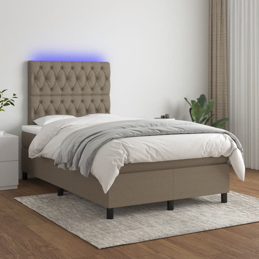 Boxspring met matras en LED stof taupe 120x190 cm 120 x 190 cm Taupe