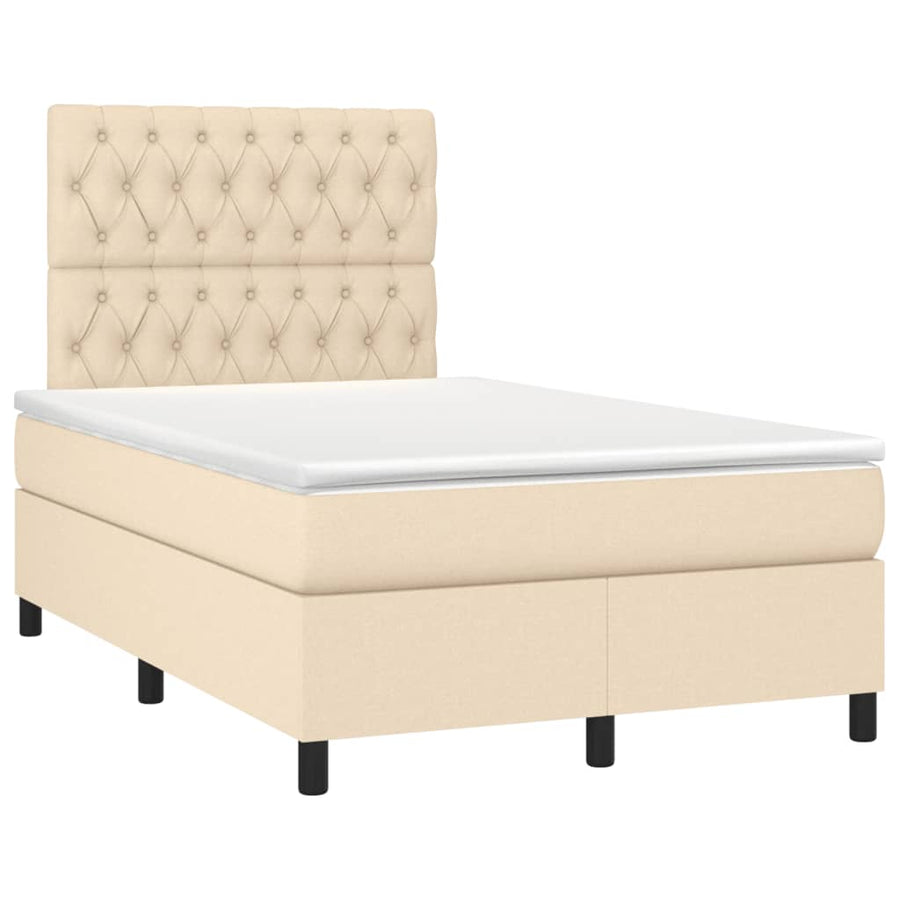 Boxspring met matras en LED stof crèmekleurig 120x190 cm 120 x 190 cm Crème