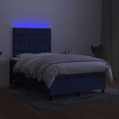 Boxspring Met Matras En Led Stof 120 x 190 cm Blauw
