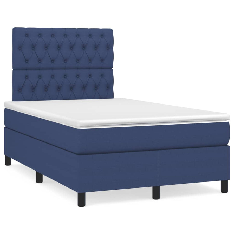 Boxspring Met Matras En Led Stof 120 x 190 cm Blauw