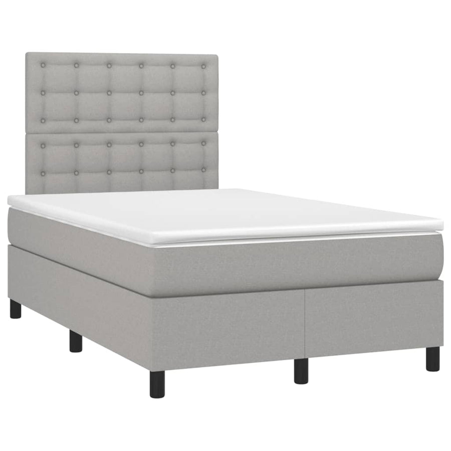 Boxspring met matras en LED stof lichtgrijs 120x190 cm