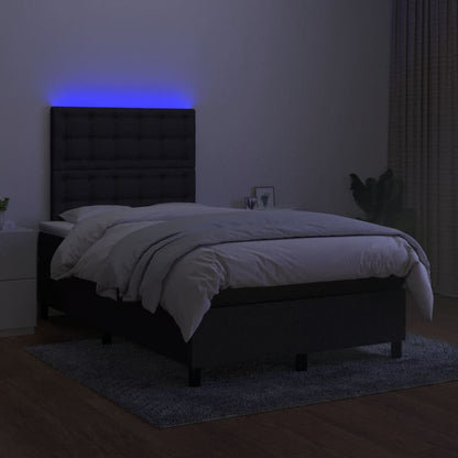 Boxspring met matras en LED stof zwart 120x190 cm 120 x 190 cm Knopen