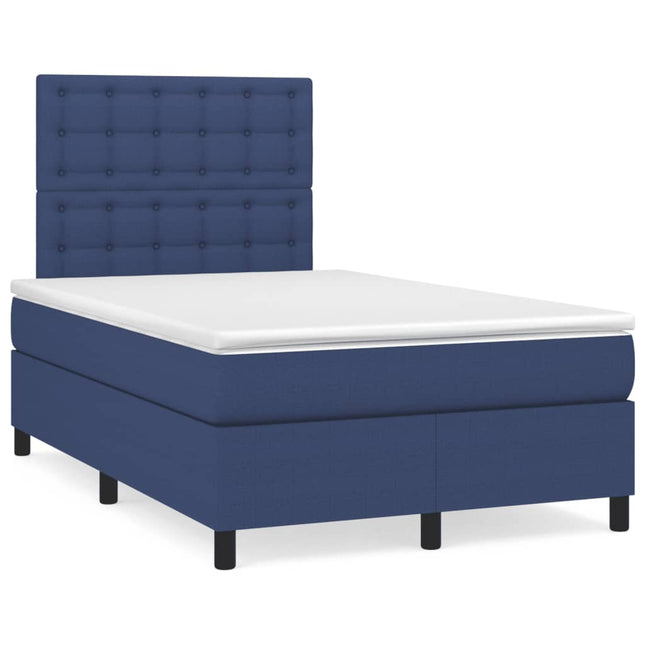 Boxspring met matras en LED stof blauw 120x190 cm 120 x 190 cm Knopen