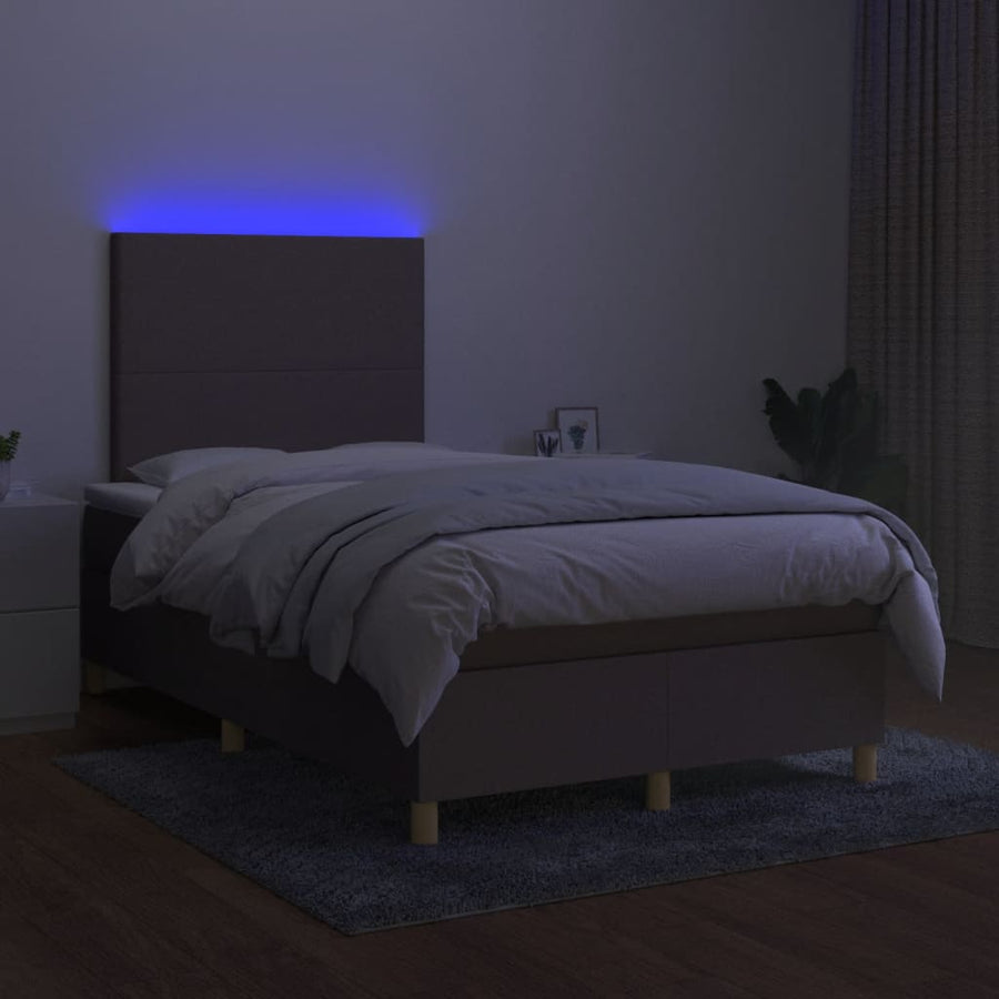 Boxspring met matras en LED stof taupe 120x190 cm 120 x 190 cm Taupe