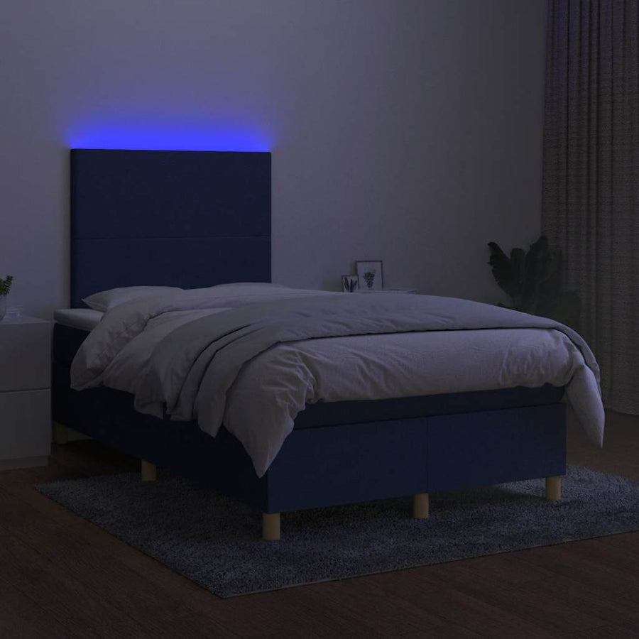 Boxspring Met Matras En Led Stof 120 x 190 cm Blauw