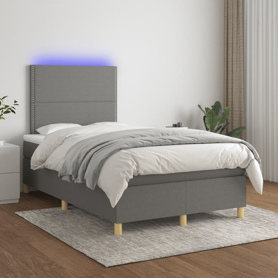 Boxspring met matras en LED stof donkergrijs 120x190 cm 120 x 190 cm Donkergrijs