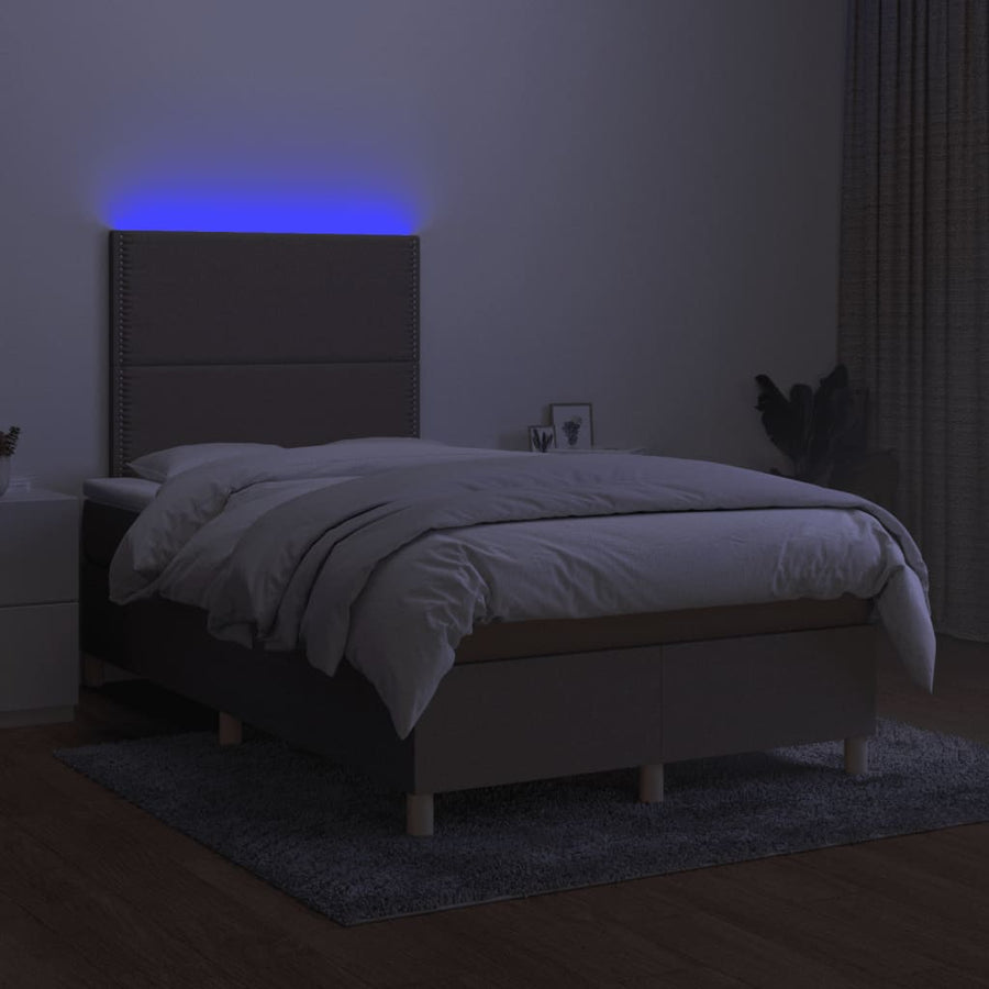 Boxspring met matras en LED stof taupe 120x190 cm 120 x 190 cm Taupe
