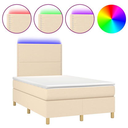 Boxspring met matras en LED stof crèmekleurig 120x190 cm