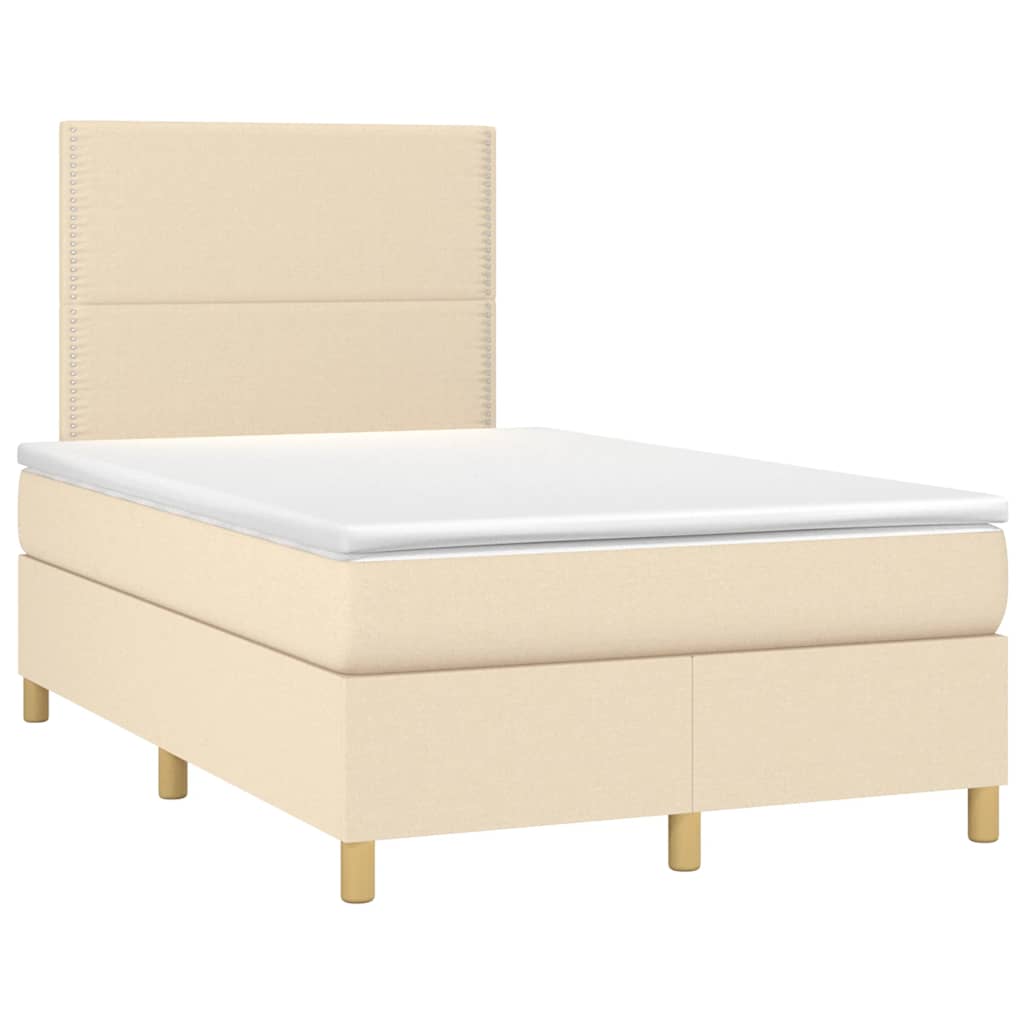 Boxspring met matras en LED stof crèmekleurig 120x190 cm