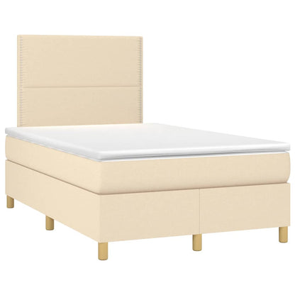 Boxspring met matras en LED stof crèmekleurig 120x190 cm